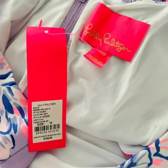 Lilly Pulitzer Cathy Knit Shift Light Lilac Trunks in the Air 16 NWT - Picture 5 of 6